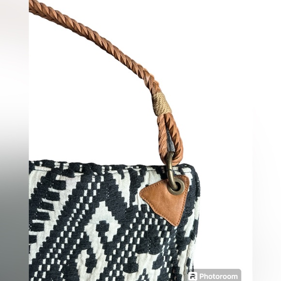 Merona Tote Hanbag, Textured bohemian purse leather braided handle - Picture 4 of 5